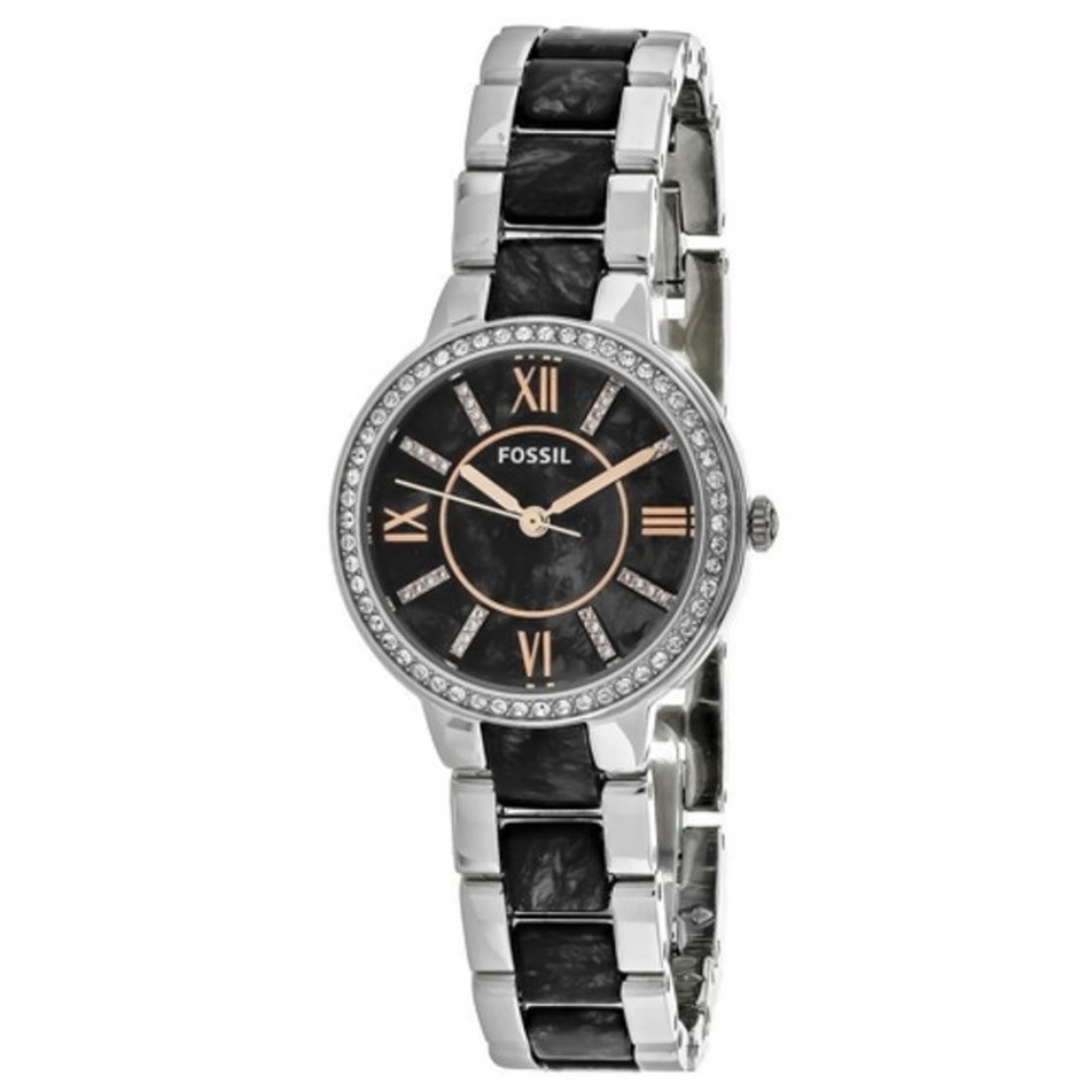 Fossil Virginia Black Tortoise Shell Ladies Watch with Gold Accents